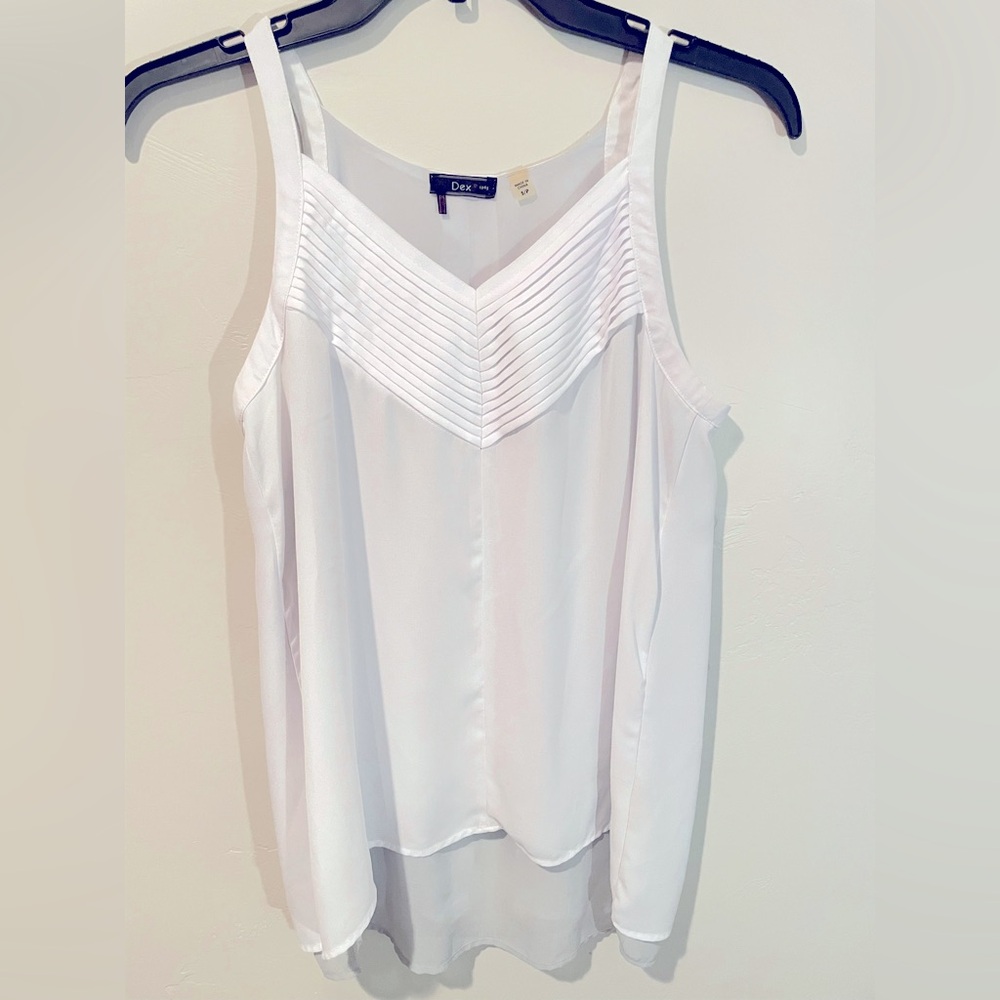 Dex 1963 white sleeveless blouse size small